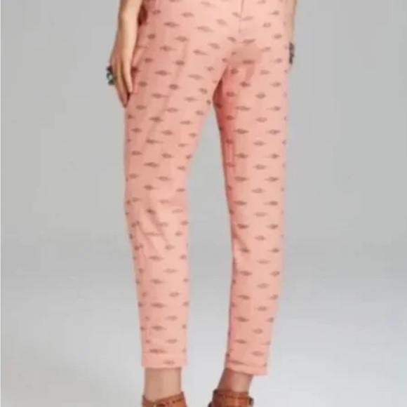 Free People linen aztec print ankle pants.color Peach Size L - Picture 4 of 14